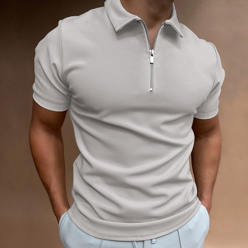 Fashionable zip-up polo