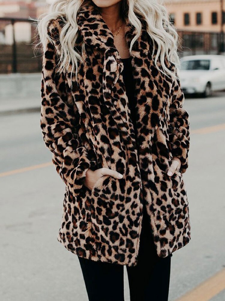 Winter jacket with leopard print