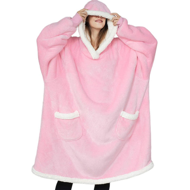 Ladies' fluffy fleece blanket with sleeves