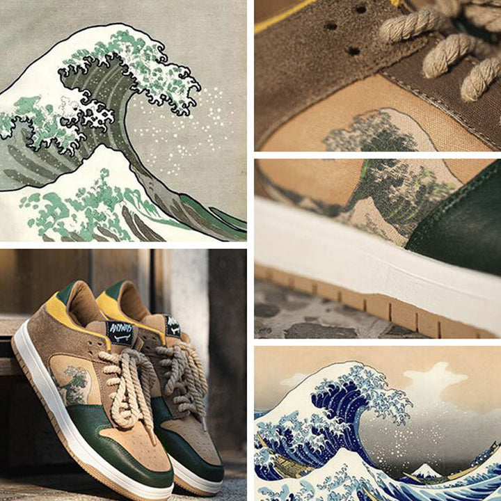 Men's - Sneakers - Big Wave Design - Stylish and Durable Footwear - Trendy Sneakers for Every Occasion