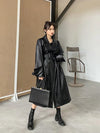 Oversized leather trench coat