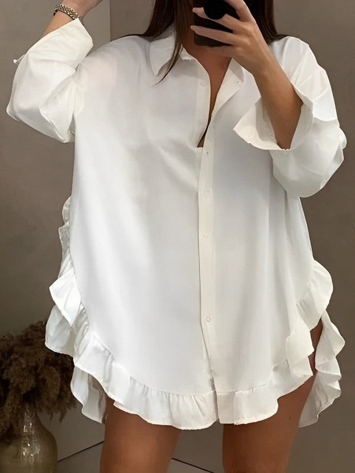 Loose long-sleeved frill blouse