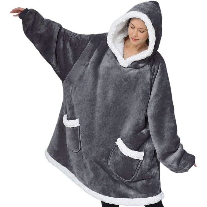 Ladies' fluffy fleece blanket with sleeves