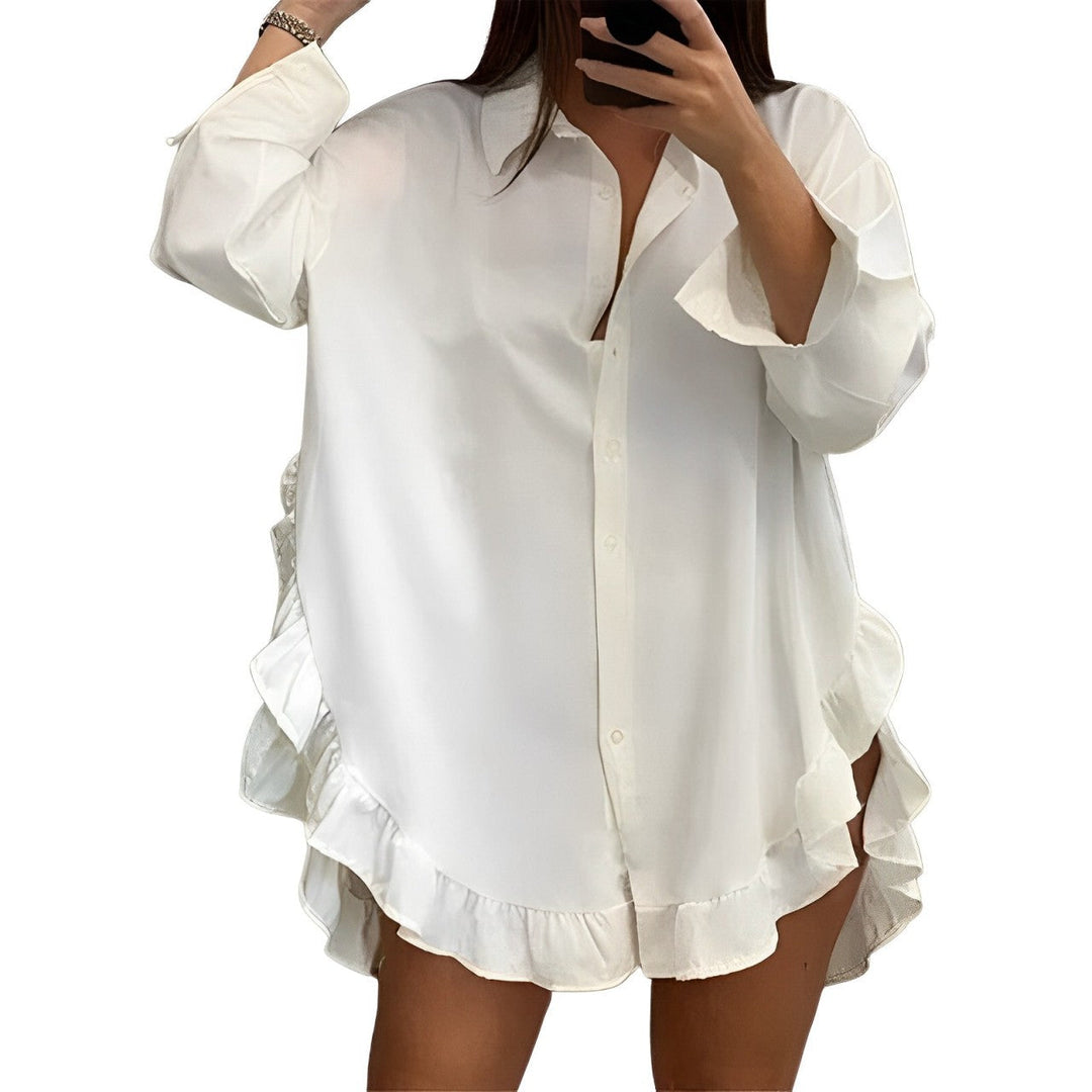 Loose long-sleeved frill blouse