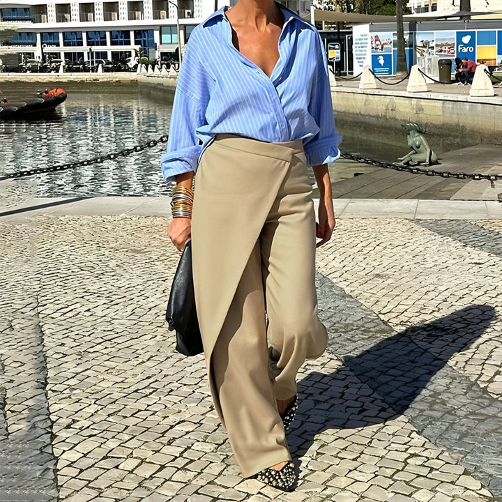 Wide linen wrap trousers