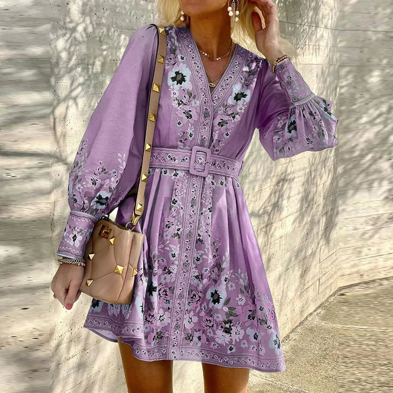 Women's - Bohemian Mini Dress - Lightweight Fabric - Perfect for Summer Outings - Trendy Boho Style
