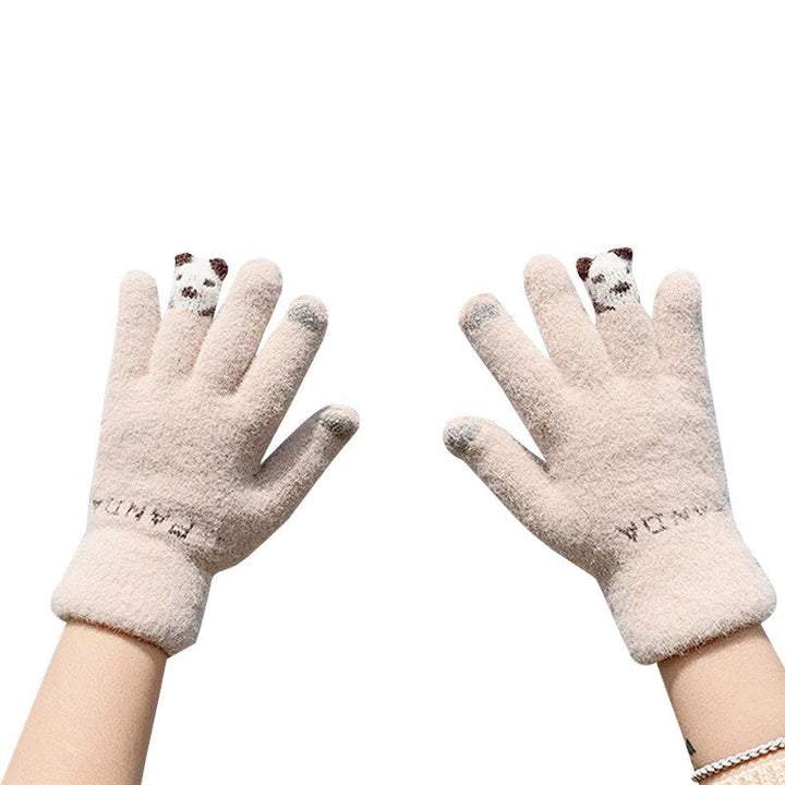 Women's gloves - Sweet and warm, cotton gloves with plush, touchscreen for cycling