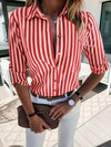 Women's - Striped Shirt - Comfortable Cotton Blend - Stylish Casual Wear for Everyday Outfits