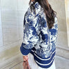 Oversized printed coat with long sleeves for women