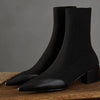 Elegant sock boots with leather accent