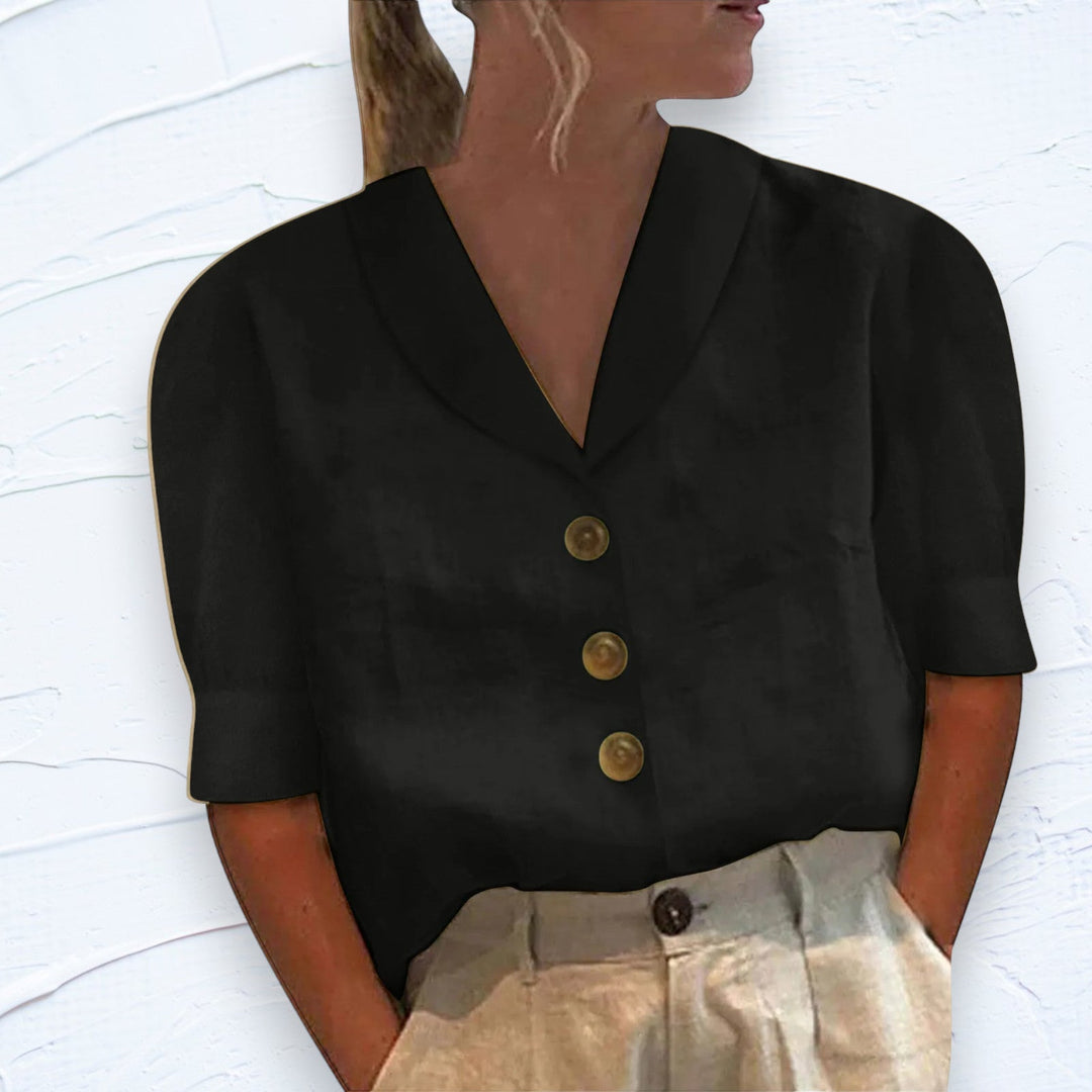 Women's - Stylish Top with Collar and Buttons - Perfect for Chic Looks - Fashionable Casual Wear