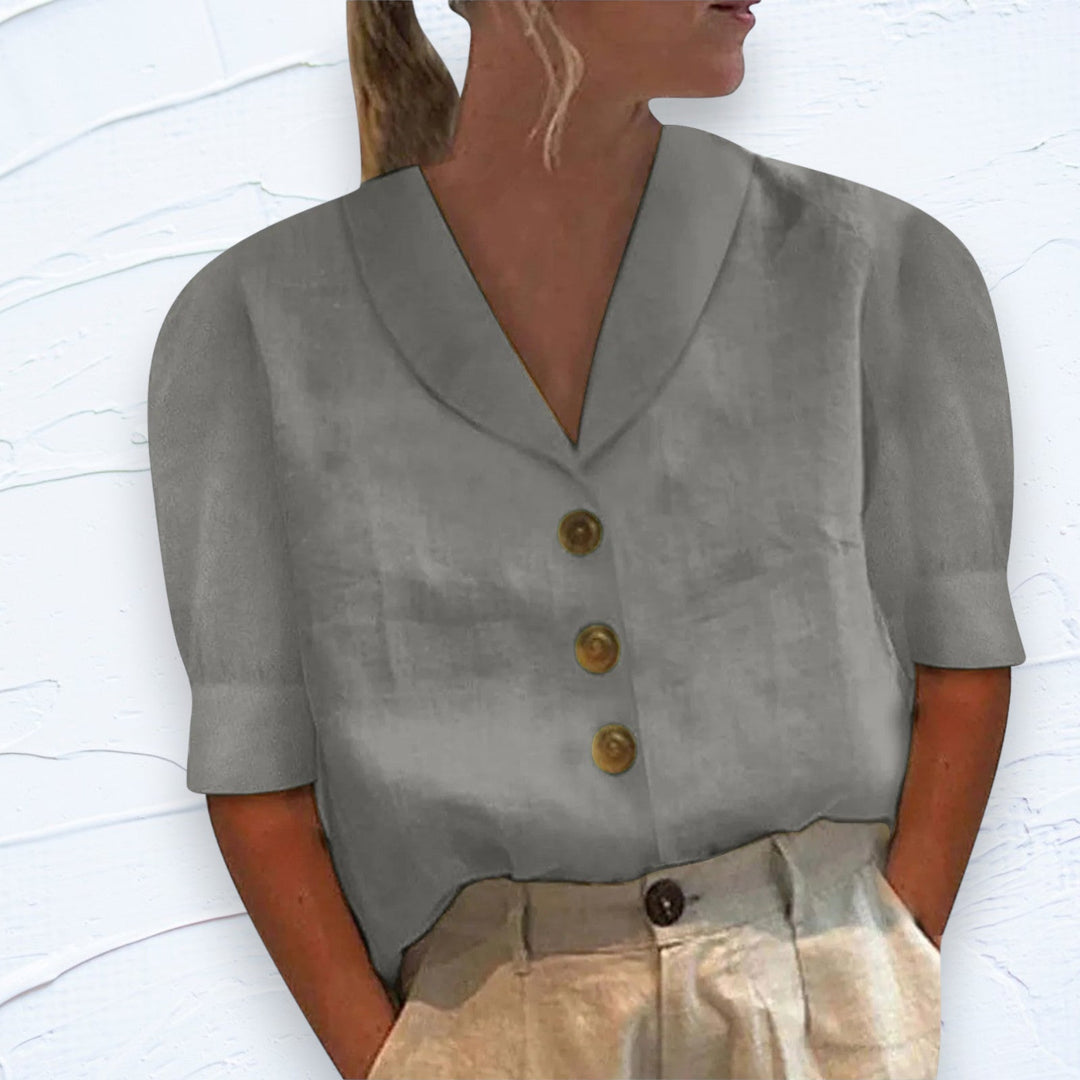 Women's - Stylish Top with Collar and Buttons - Perfect for Chic Looks - Fashionable Casual Wear