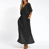 Long Vintage Dress with Side Slit at High Waist