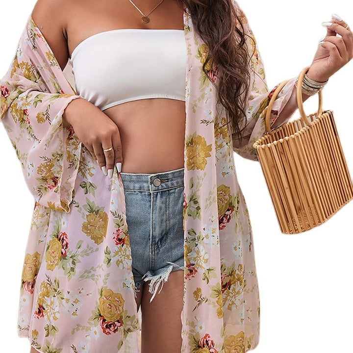 Ladies' oversized chiffon kimono