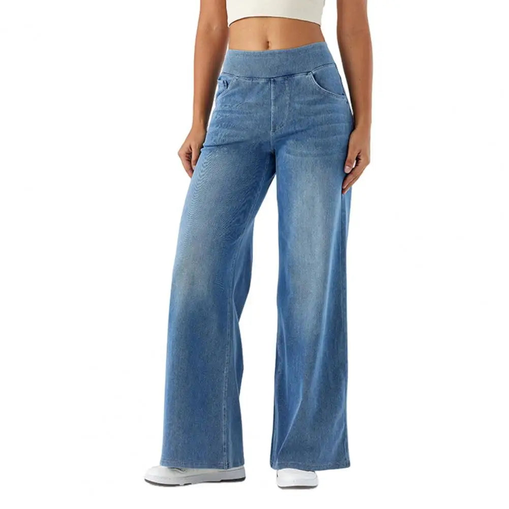 Women's - Wide Leg Jeans - Comfortable Denim - Trendy Casual Style - Ideal for Everyday Fashion