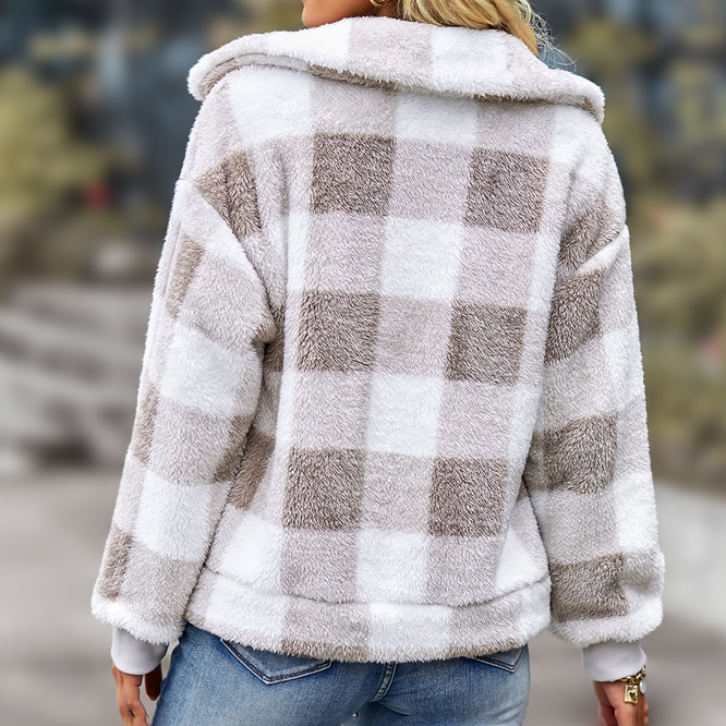 Checkered fleece jacket