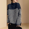 Vintage striped jumper - Loose knitwear with half high collar