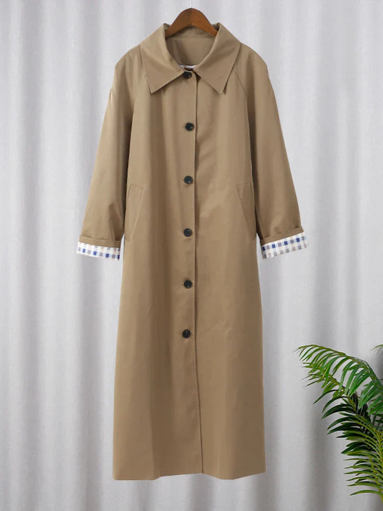 Wind coat with chequered lining for women