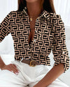 Women's - Striped Shirt - Comfortable Cotton Blend - Stylish Casual Wear for Everyday Outfits