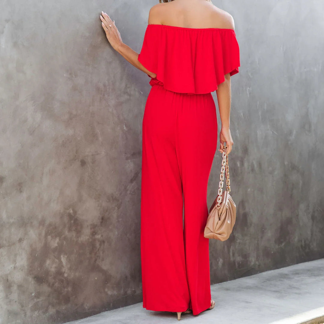 Ruffled off-the-shoulder jumpsuit