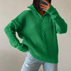 Comfortable cable-knit jumper with V-neck, turtleneck and zip