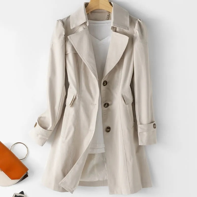 Women's trench coat - Autumn 2023 trend: single-breasted mid-length trench coat for women