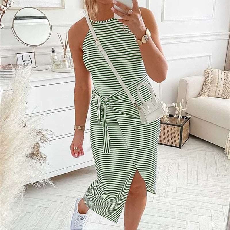 Bénanique™️ Casual striped midi dress