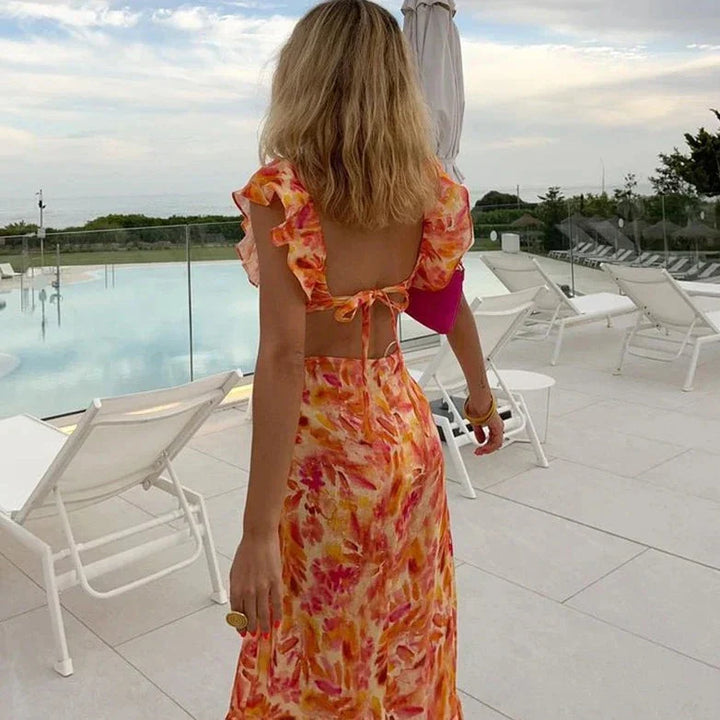 Printed frill dress