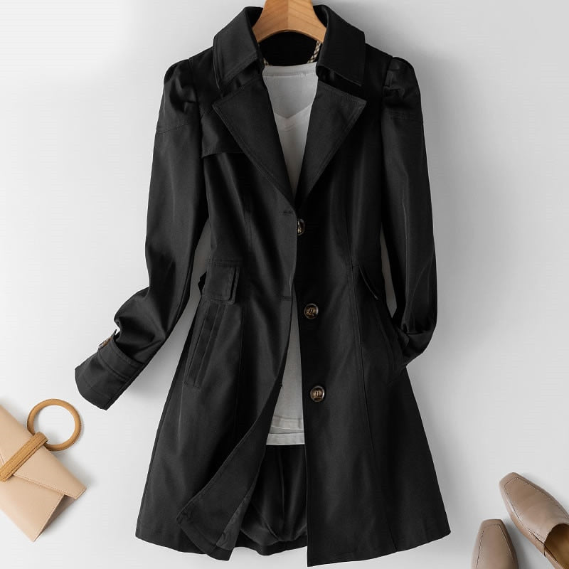 Women's trench coat - Autumn 2023 trend: single-breasted mid-length trench coat for women