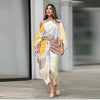 Women's - Two-Piece Colour Block Set - Off-Shoulder Top & Fringed Skirt - Chic & Stylish Outfit for Any Occasion