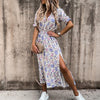 Dress with floral print and slit