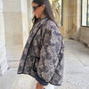 Oversized printed coat with long sleeves for women