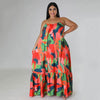 Colourful autumn dreams: plus-size maxi dress with spaghetti straps