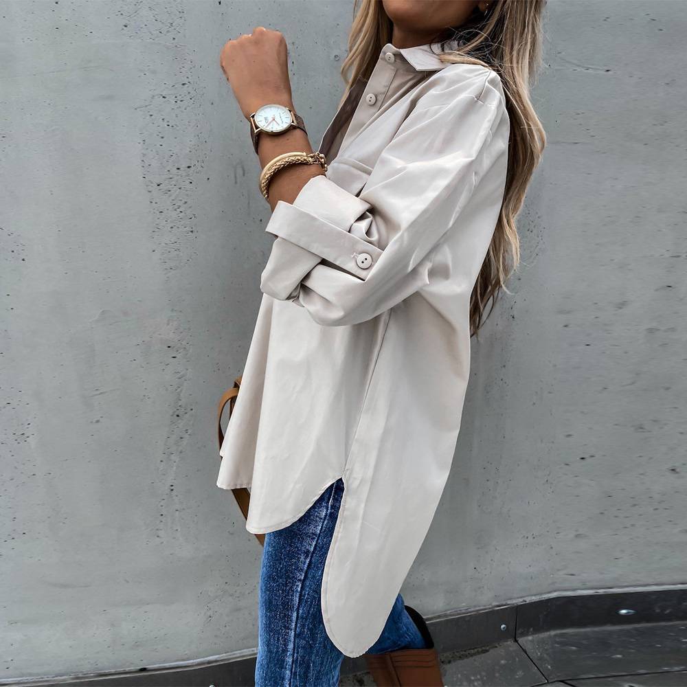 Loose long-sleeved pocket shirt