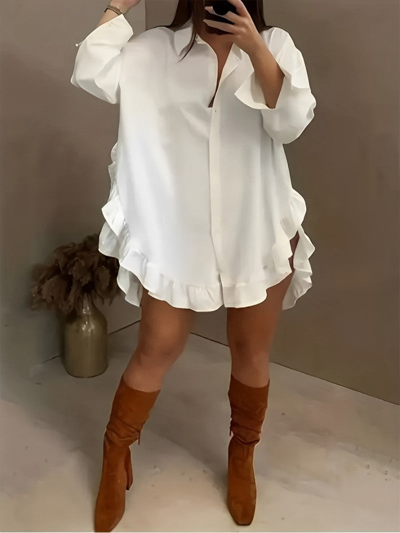 Loose long-sleeved frill blouse