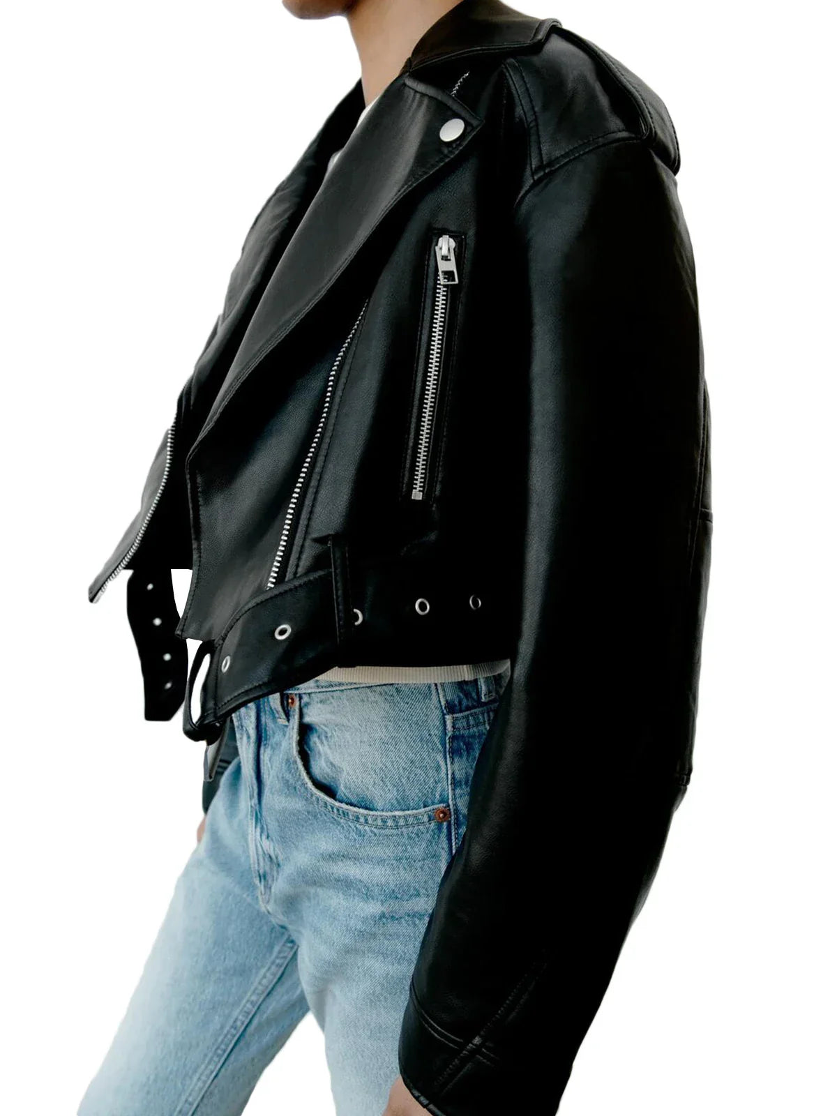 Women's - Classic Biker Jacket - Casual Style