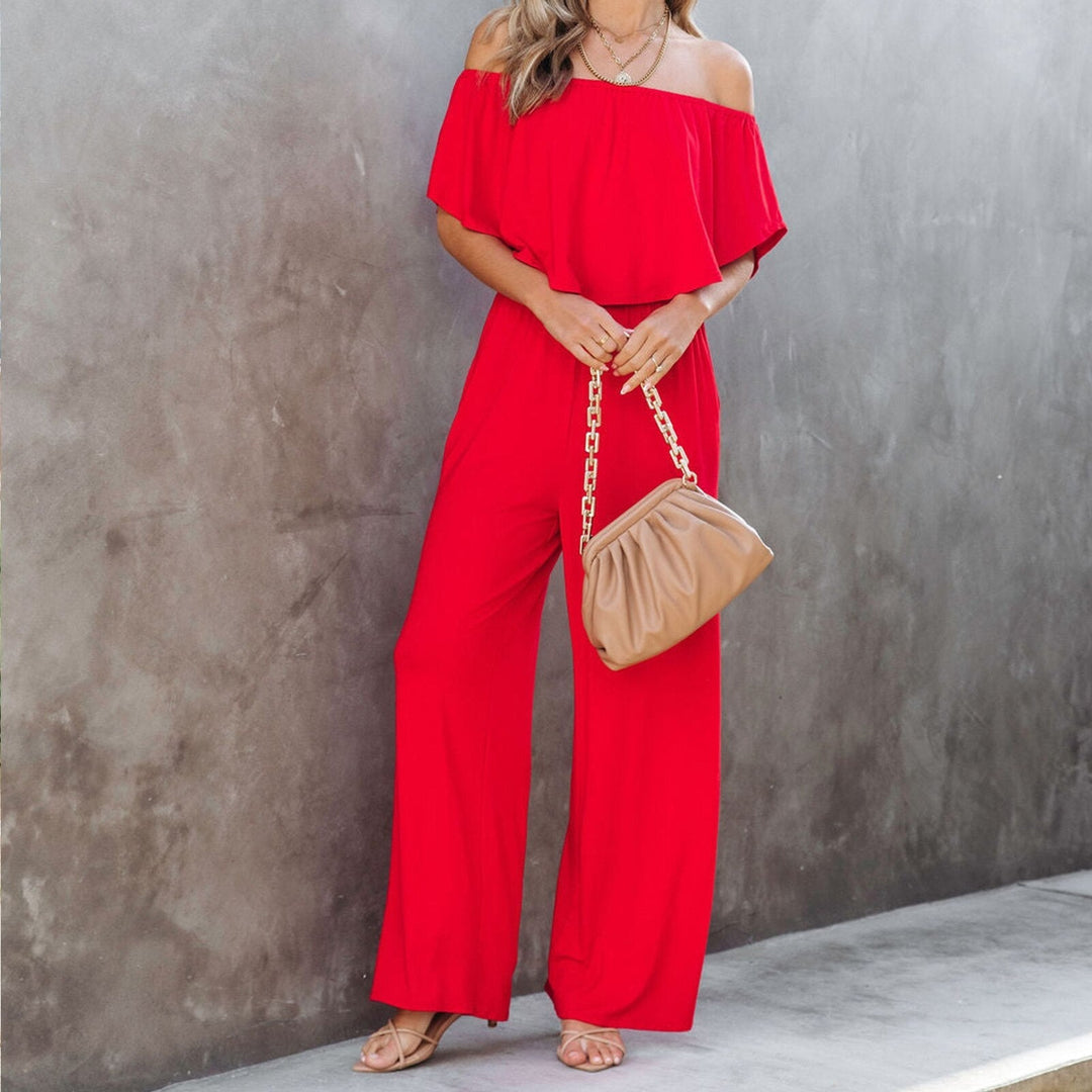 Ruffled off-the-shoulder jumpsuit