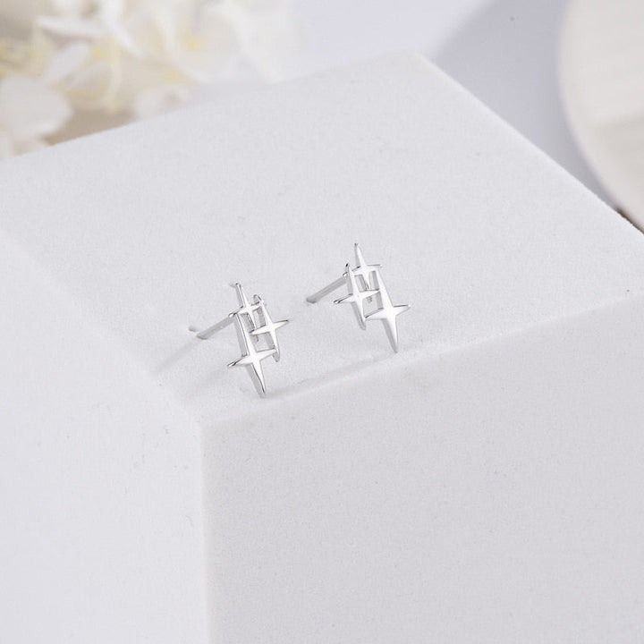 Silver coloured stud earrings for women