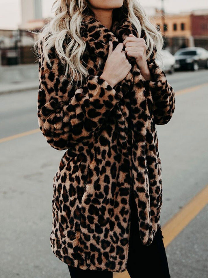 Winter jacket with leopard print