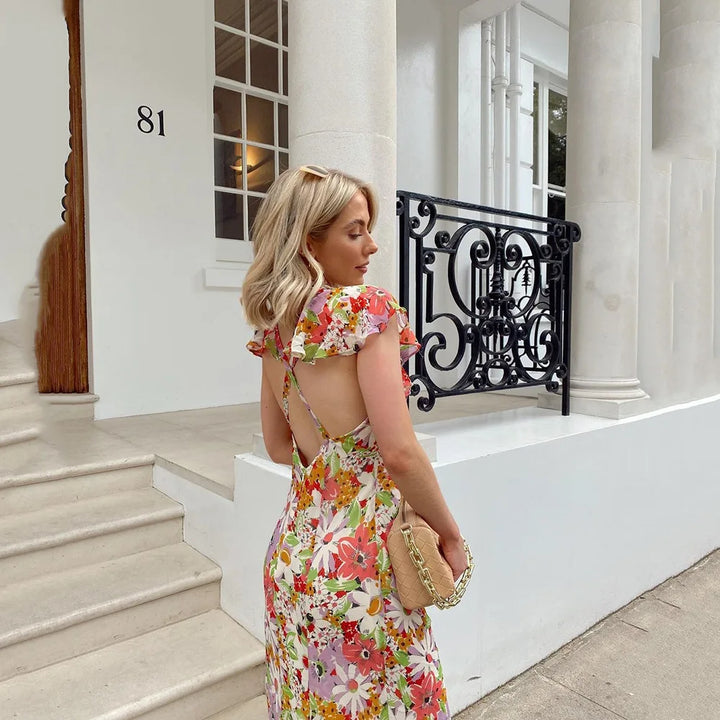 Backless floral dress