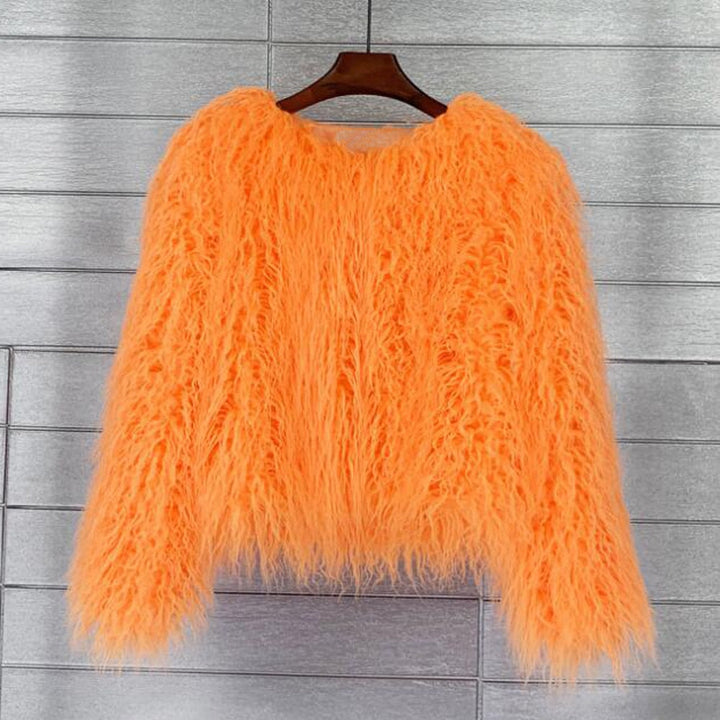 Fur coat ladies thick warm faux fur coat