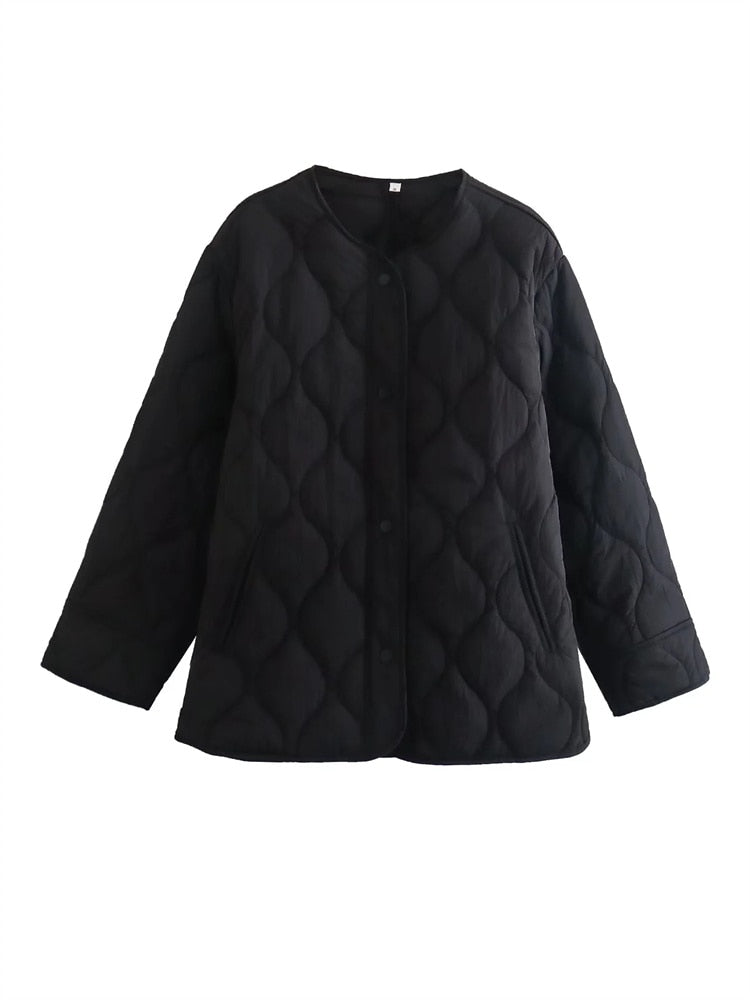 Loose O-neck jacket in black: High-quality women's outerwear