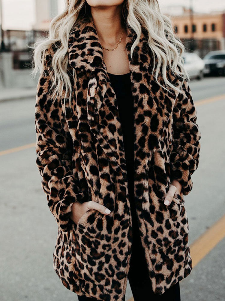 Winter jacket with leopard print