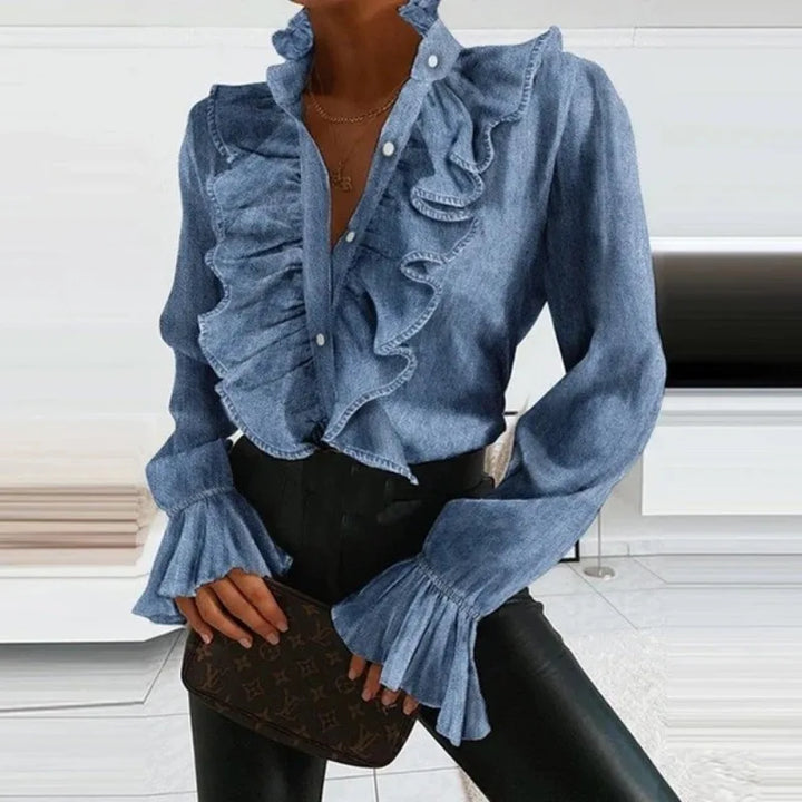 Ruffled blouse with long sleeves