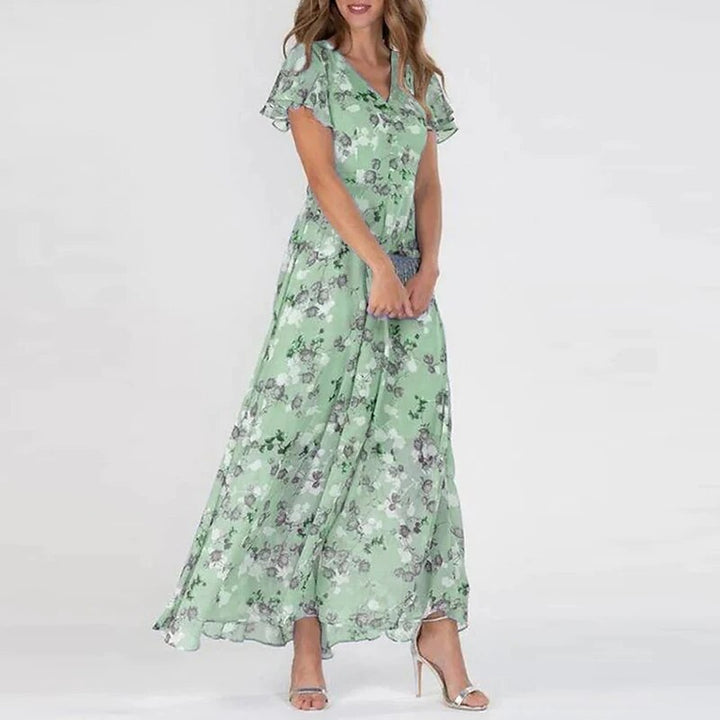 Long summer dress with floral pattern