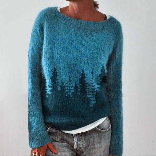 Women's - Retro Jumper - Cotton Blend - Cosy Knit Style - Vintage-Inspired Fashion