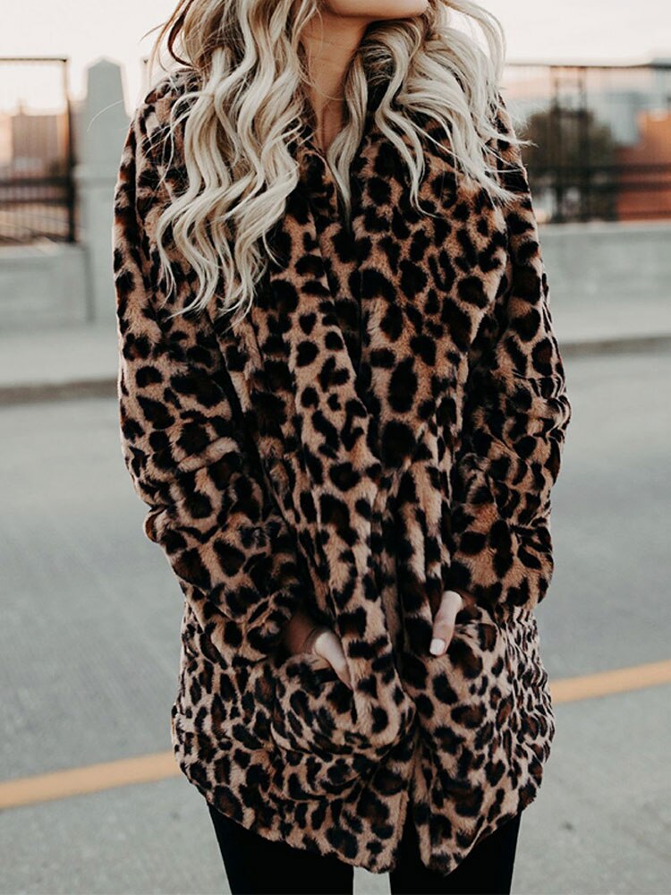 Winter jacket with leopard print