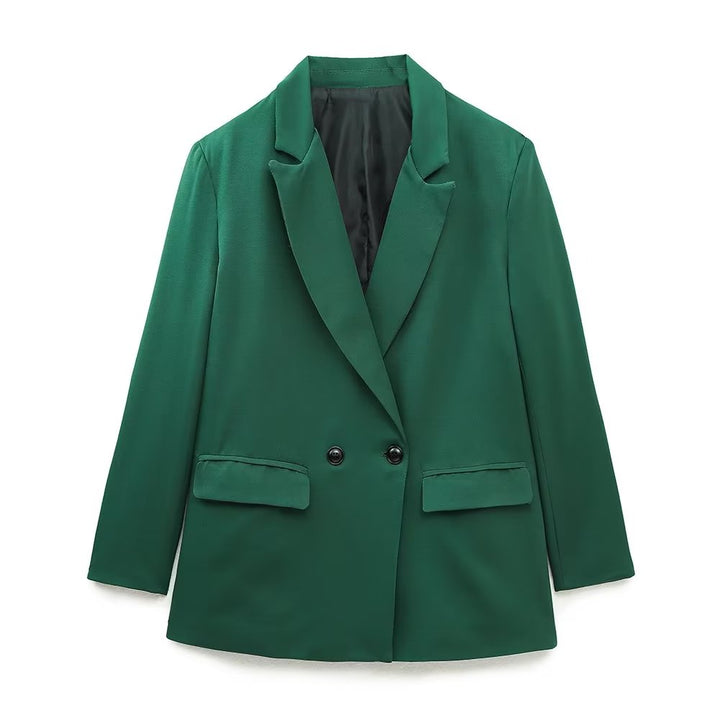 Classic collar blazer - ladies double-breasted office coat for elegant outfits