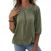 Pleated blouse with quarter sleeves