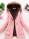 Ladies cotton jacket - padded slim-fit coat with embroidery